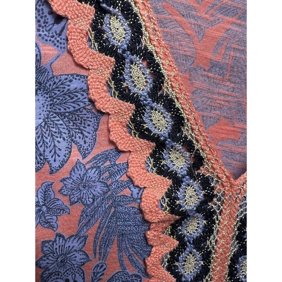 J. Jill Boho Floral Embroidered V-Neck 3/4 Sleeve Tunic Top Women's Size Small - Picture 7 of 13